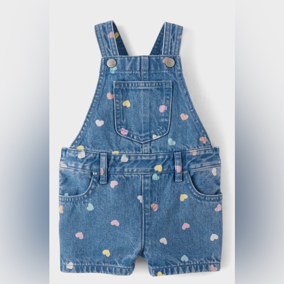 The Children's Place Other - The Children's Place Blue Heart Print Overalls